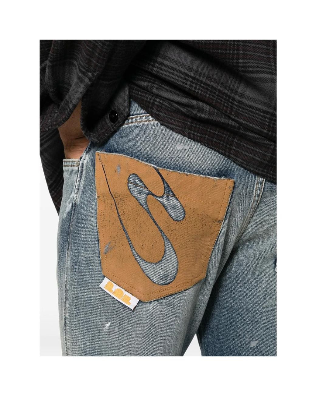 PDF Blue Nico Distressed Plaster-Patch Jeans for men