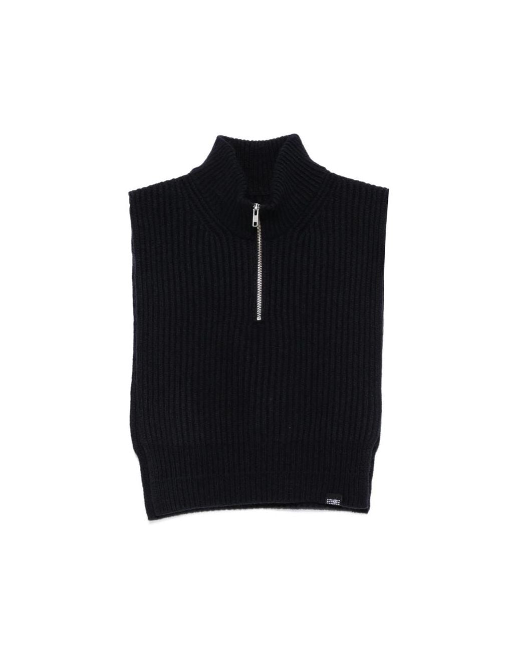 MM6 by Maison Margiela Black Ribbed-Knit Half-Zip Sweater for men