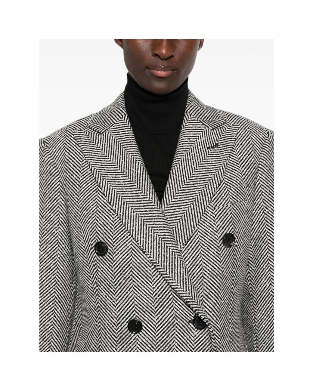 Eraldo Gray Herringbone Double-Breasted Coat
