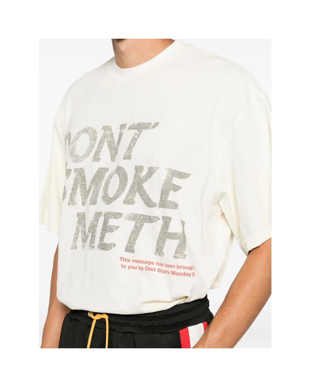 DIET STARTS MONDAY White Slogan-Print Cotton T-Shirt for men