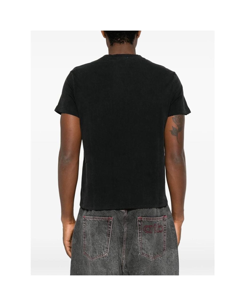 DAGGER Black Graphic-Print Distressed T-Shirt for men