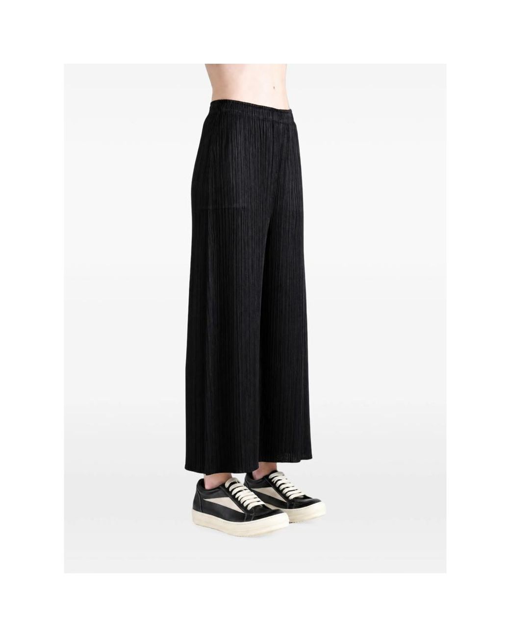 Pleats Please Issey Miyake Black Monthly Colors July Pleated Wide-Leg Trousers