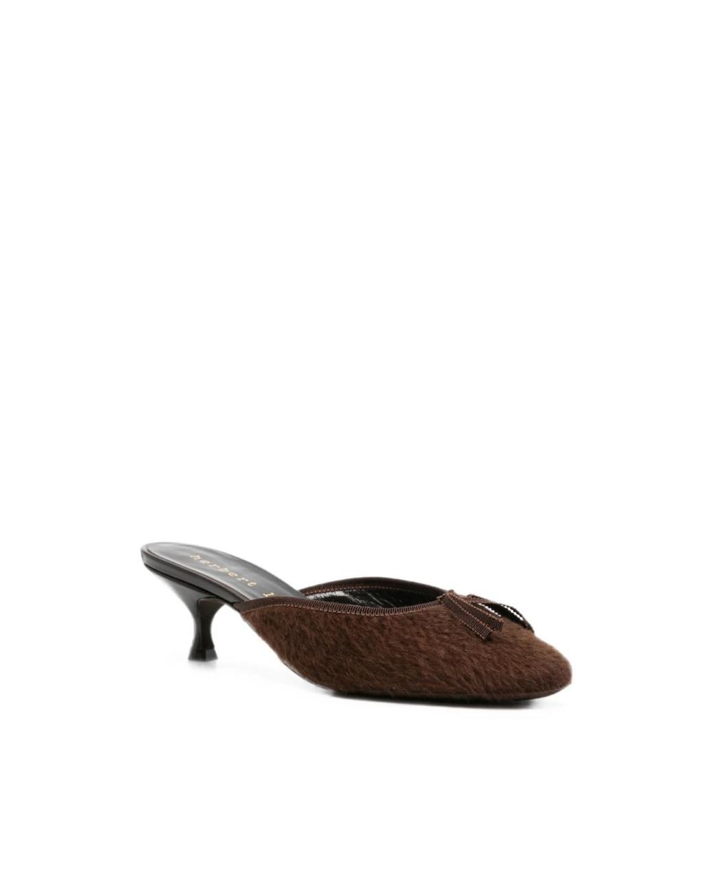 Herbert Levine Brown 24/7 Bow-Detail Faux-Fur Heeled Mules