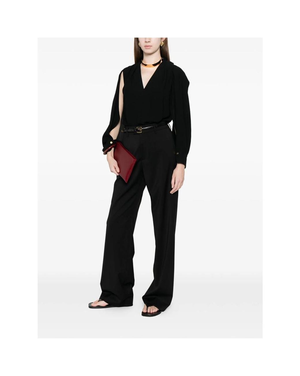 Berwich Black Patrizia Belt-Loops Trousers