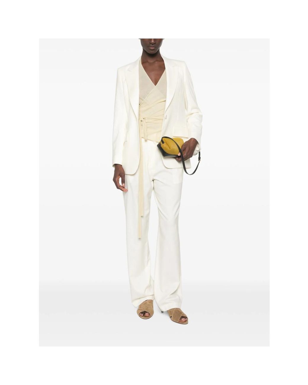 Lardini White Pleat-Detail Wide-Leg Trousers