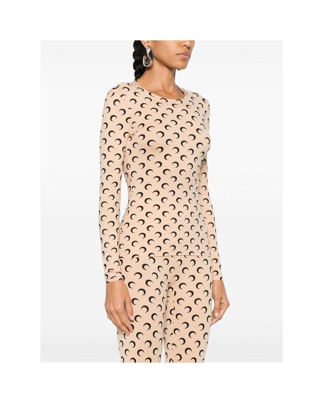 MARINE SERRE Natural Moon-Print Crew-Neck Top