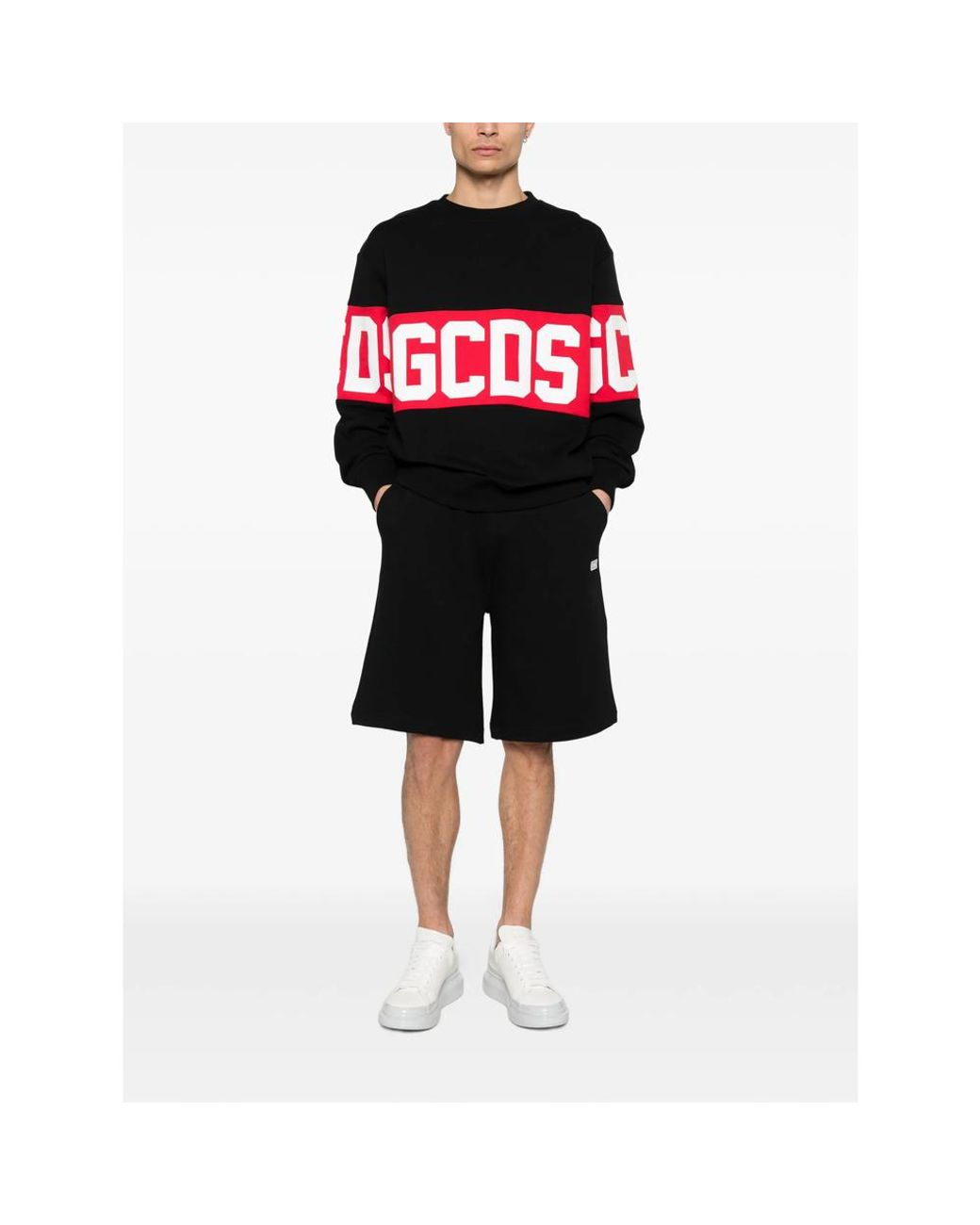 Gcds Black Logo Crew-Neck Sweater for men