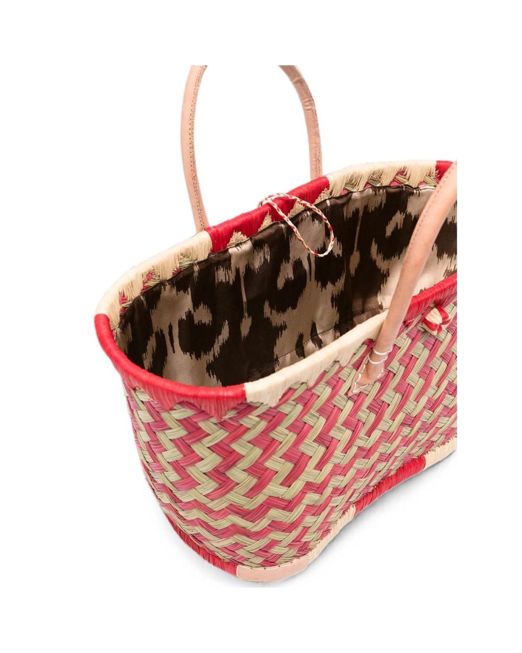 THE NINA STUDIO Red Clotilde Woven-Design Tote Bag