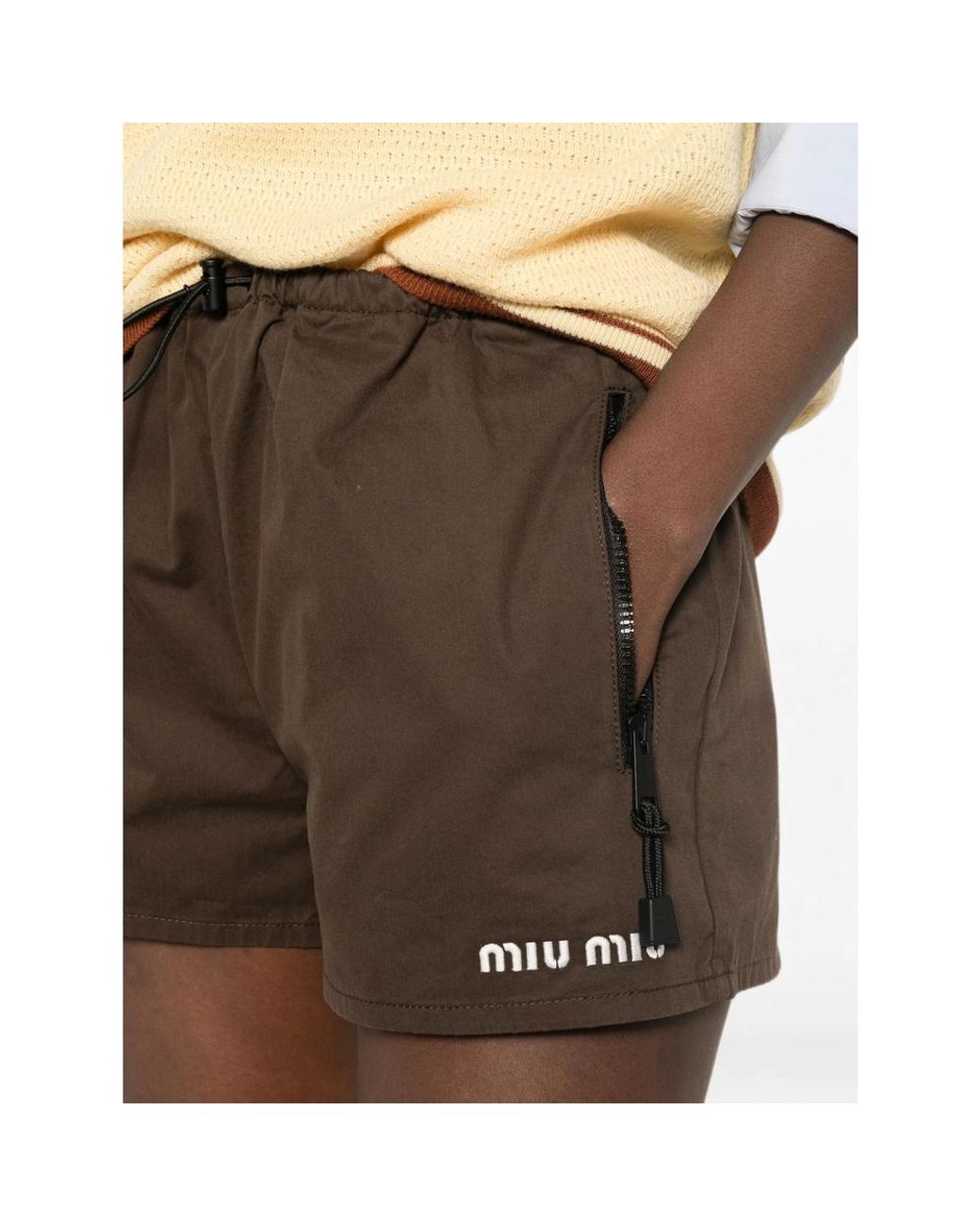 Miu Miu Brown Washed Gabardine Shorts
