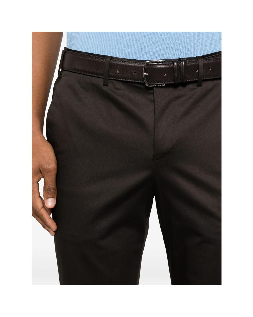 PT Torino Brown Cuffed Trousers for men