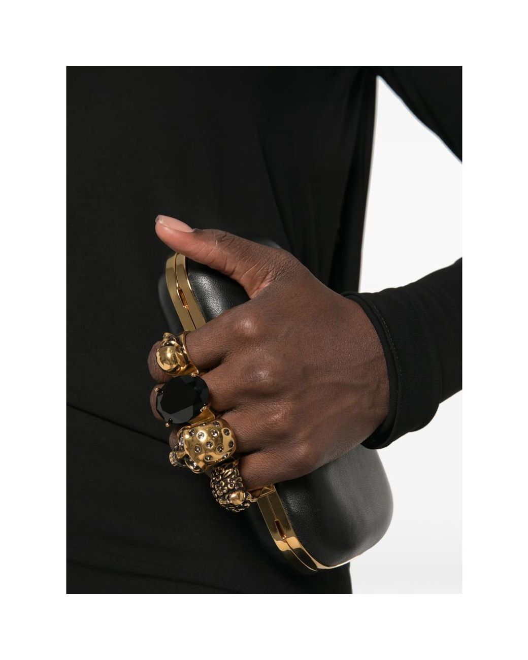McQueen Black Knuckle Clutch With Chain