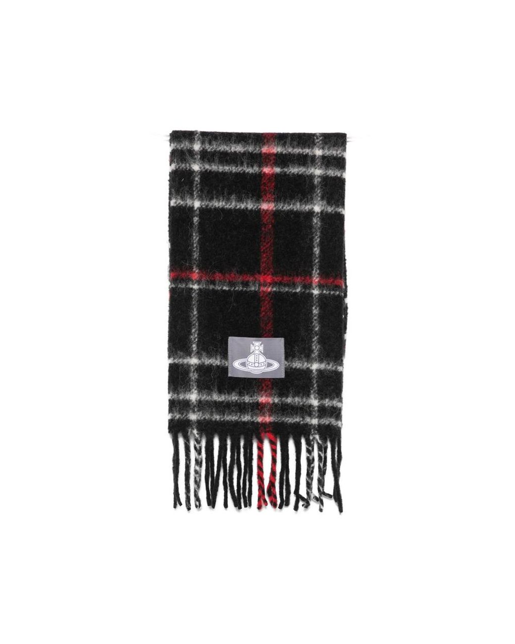 Vivienne Westwood Black Orb-Patch Check-Pattern Scarf