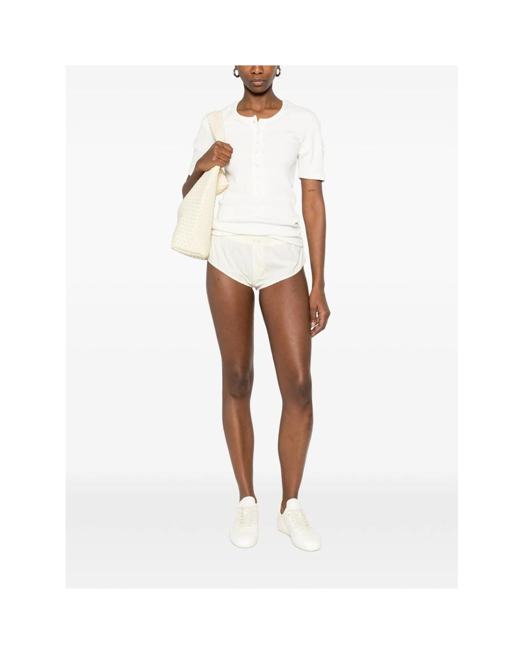 Entire studios White Pixie Buttoned Mini Shorts