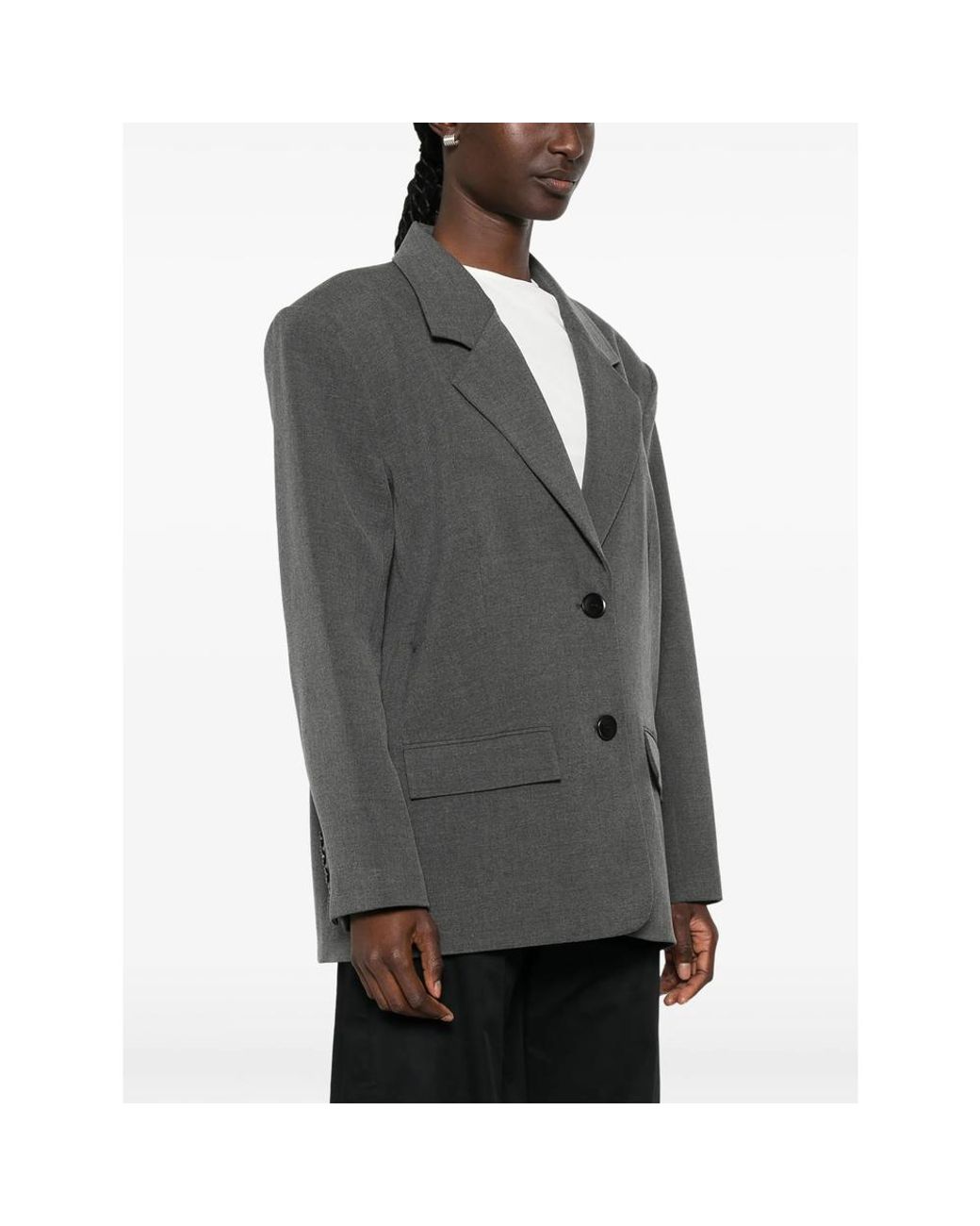Gestuz Gray Gzpaula Oz Notched-Lapels Blazer