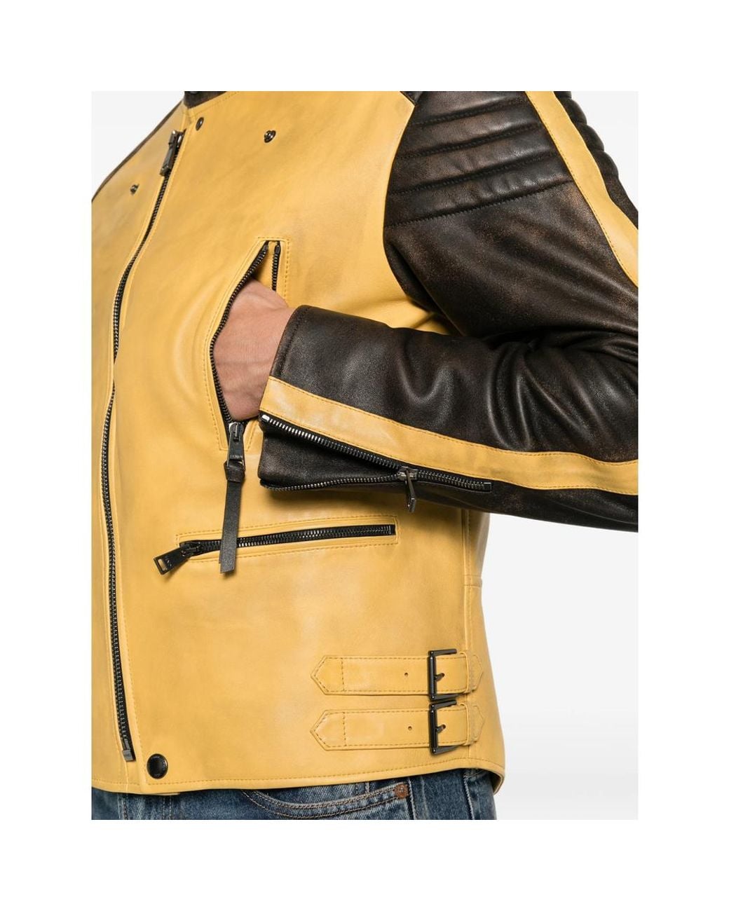 Fendi Metallic Biker-Style Leather Jacket for men