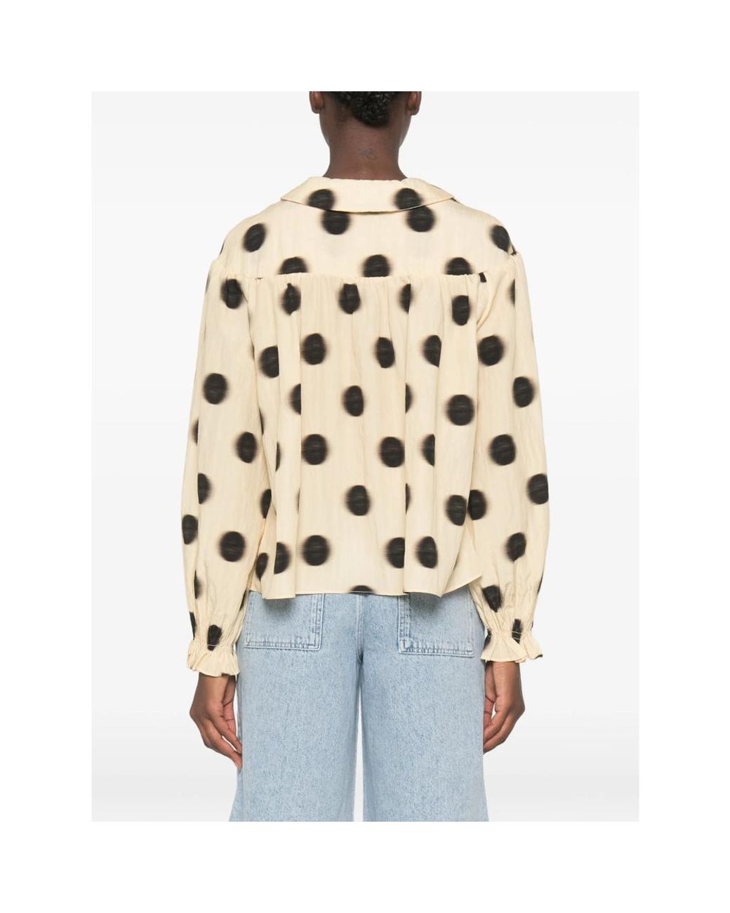 Stine Goya Natural Polka-Dot Tie-Neck Blouse