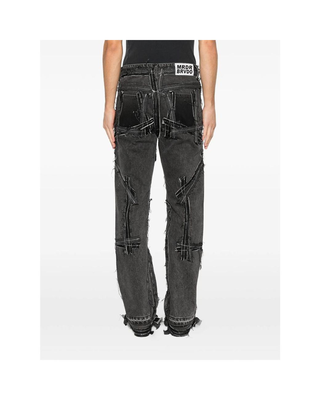 Who Decides War Gray Exposure Frayed Jeans for men