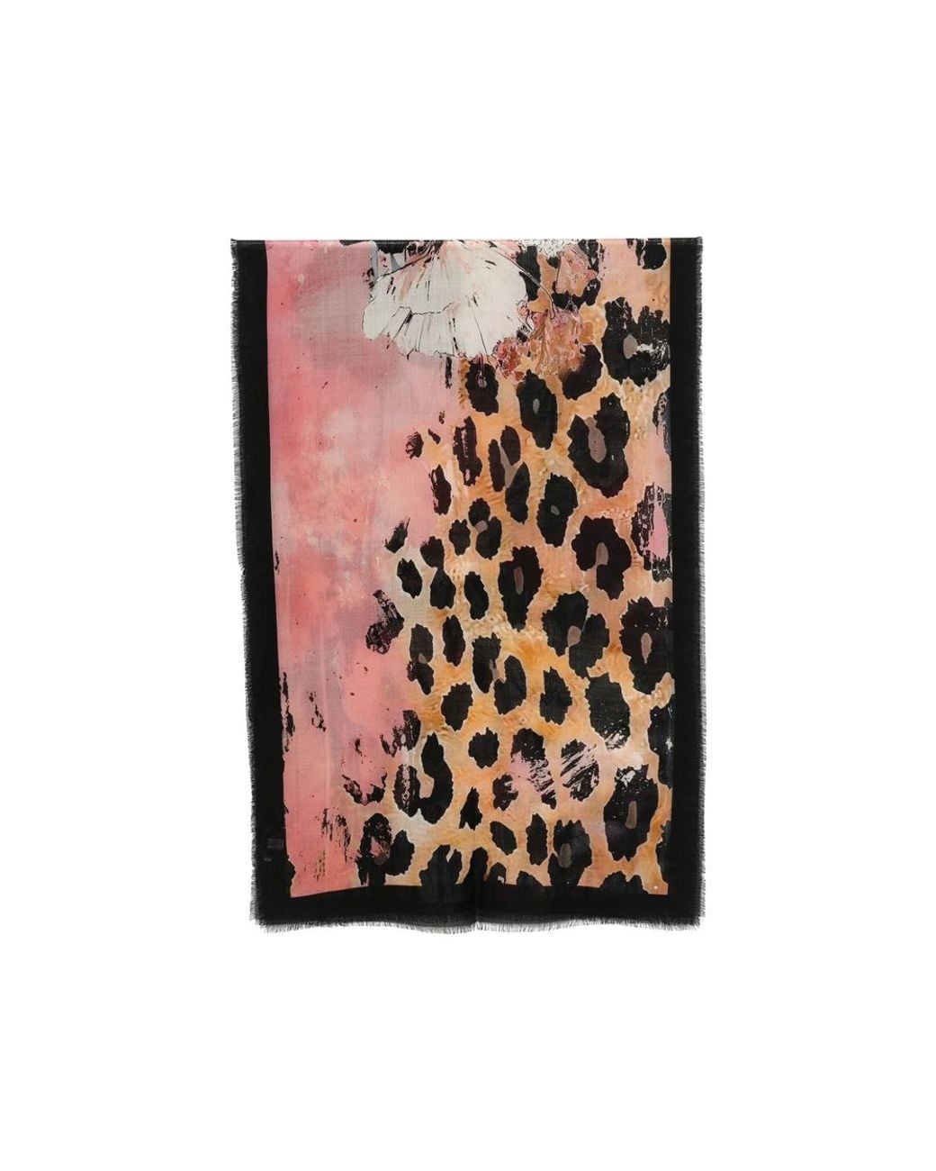 D'Aniello Pink Animal-Print Scarf