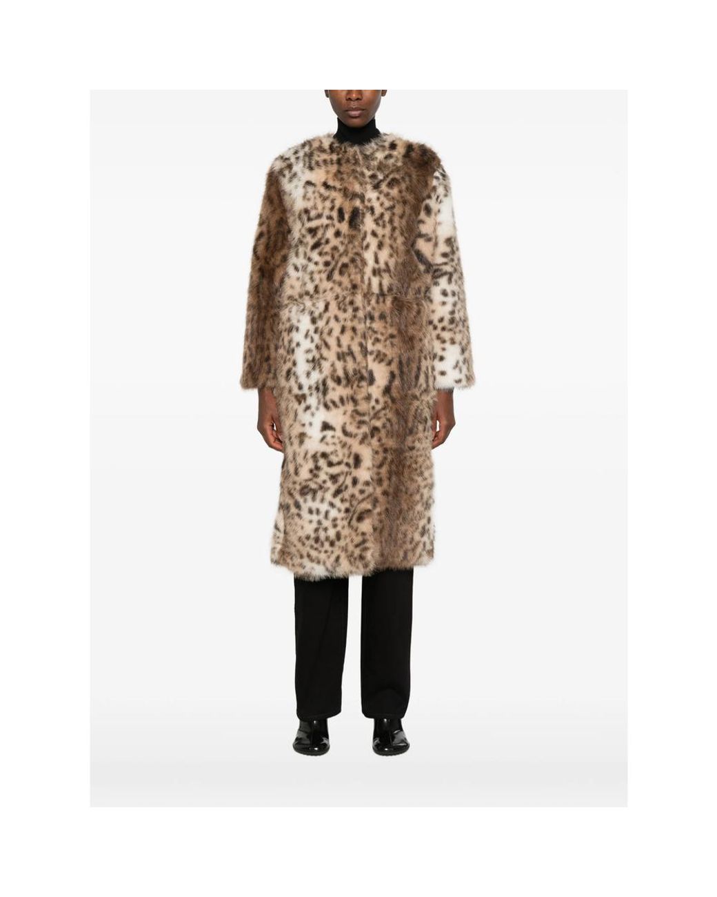 LA PISCINE Brown Leopard-Print Coat