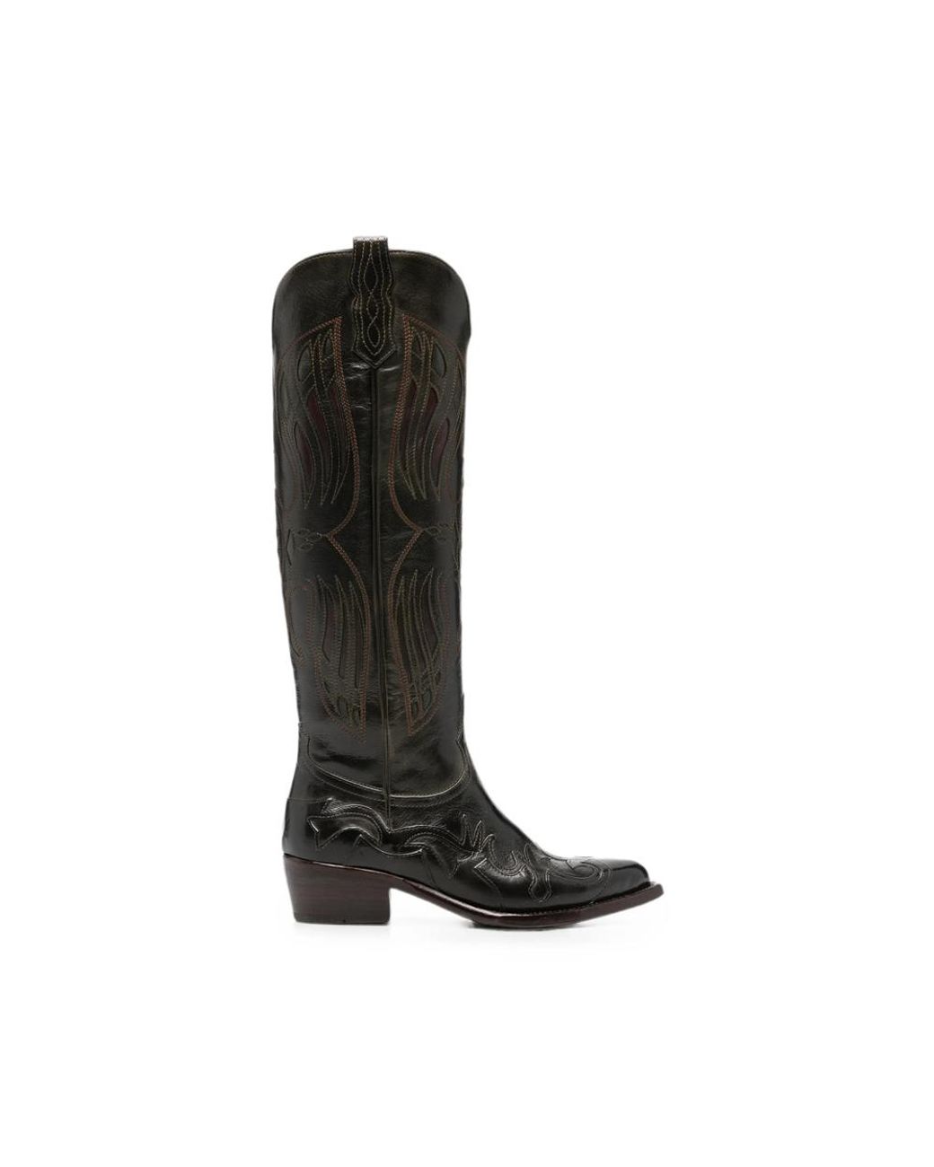 Eraldo Black Leather Cowboy Boots