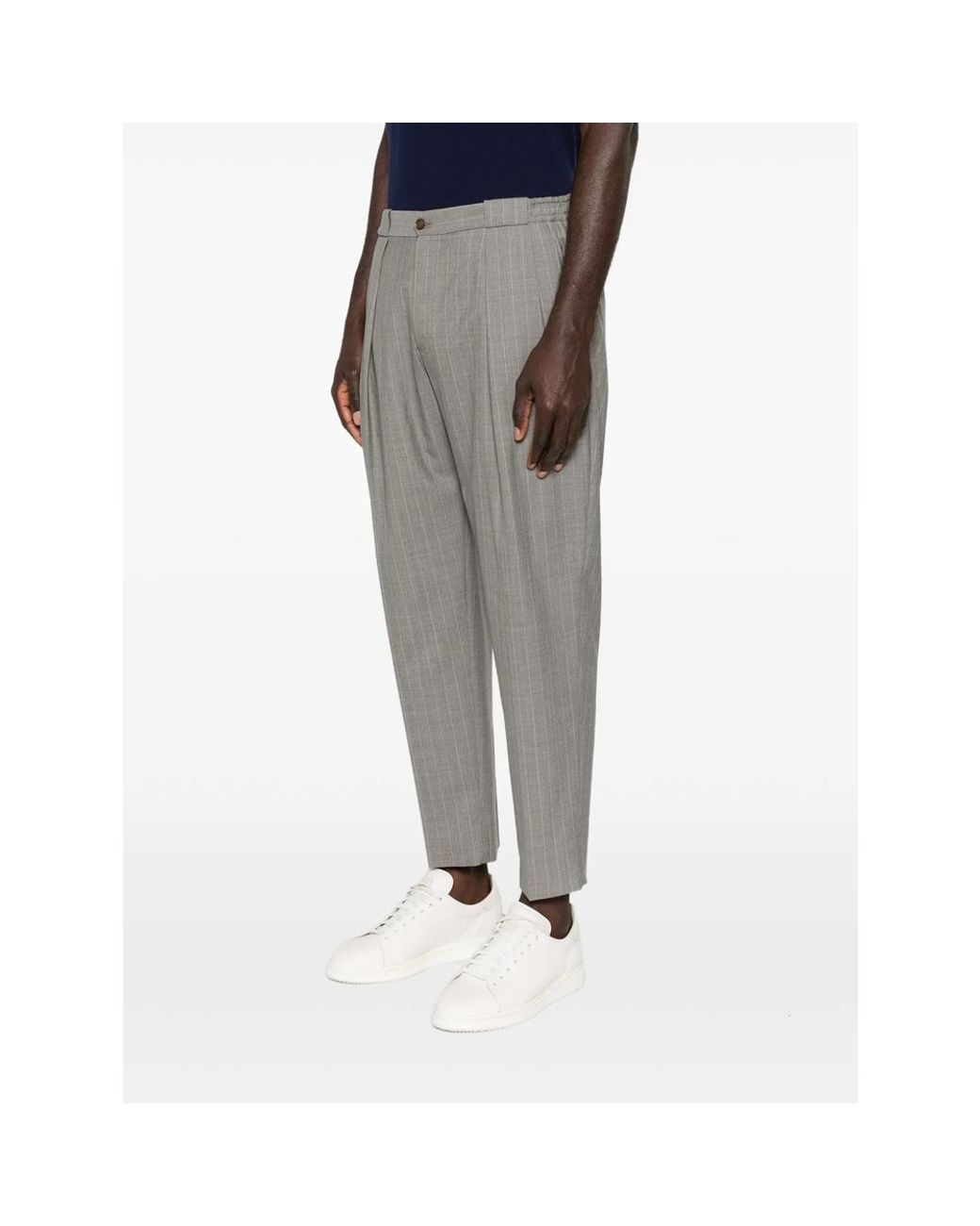 Briglia 1949 Gray Portobellos Pinstripe Pleated Trousers for men