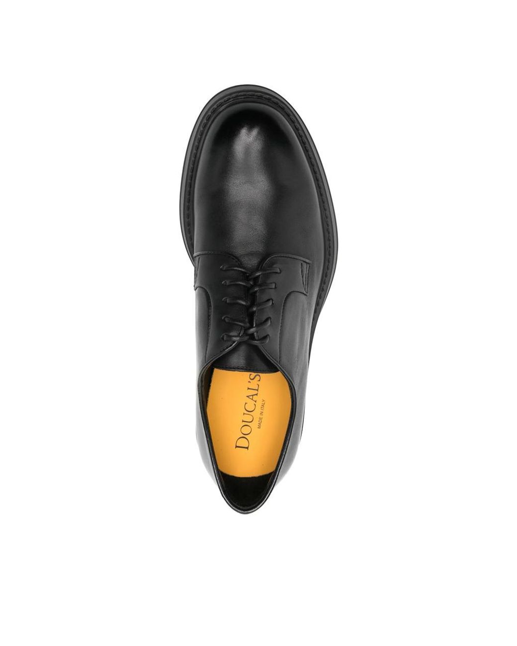 Doucal's Black Leather Derby Shoes for men