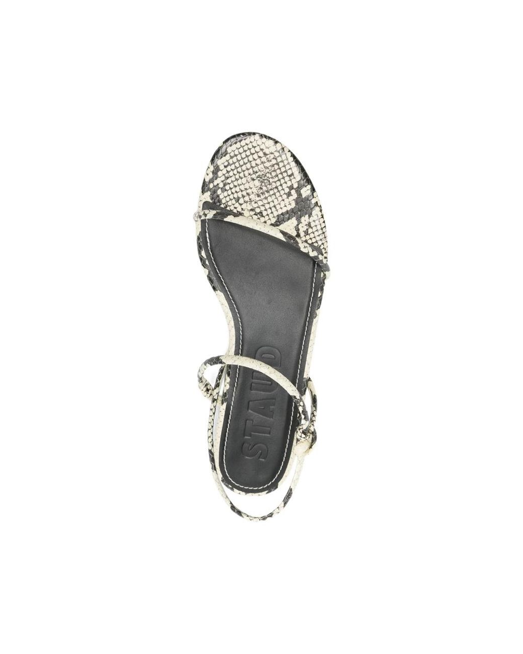 Staud White Open Toe Strappy Snakeskin Print Shoes