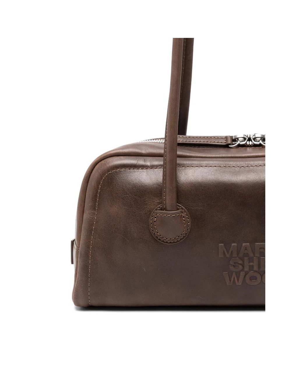 MARGE SHERWOOD Brown Logo-Debossed Leather Shoulder Bag