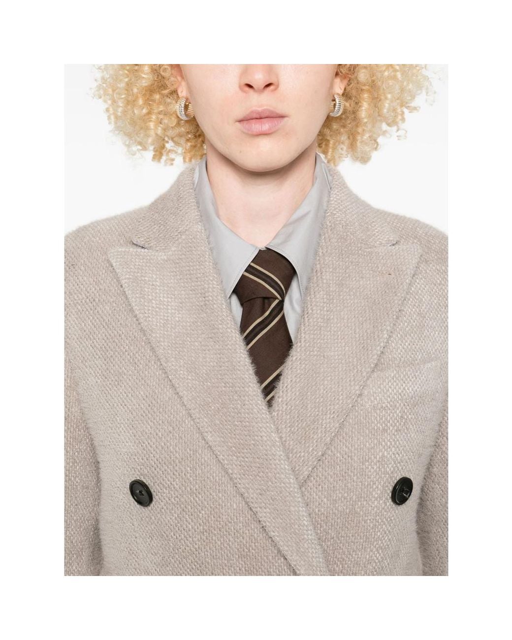Eraldo Natural Double-Breasted Buttoned Coat
