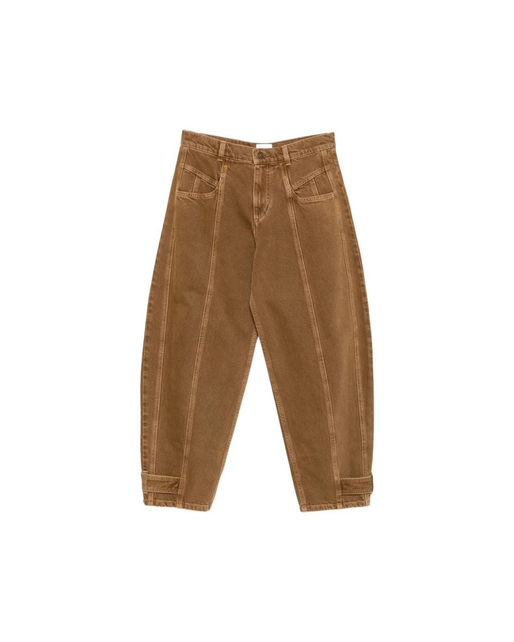 Isabel Marant Brown Leja Seam-Detail Tapered Jeans