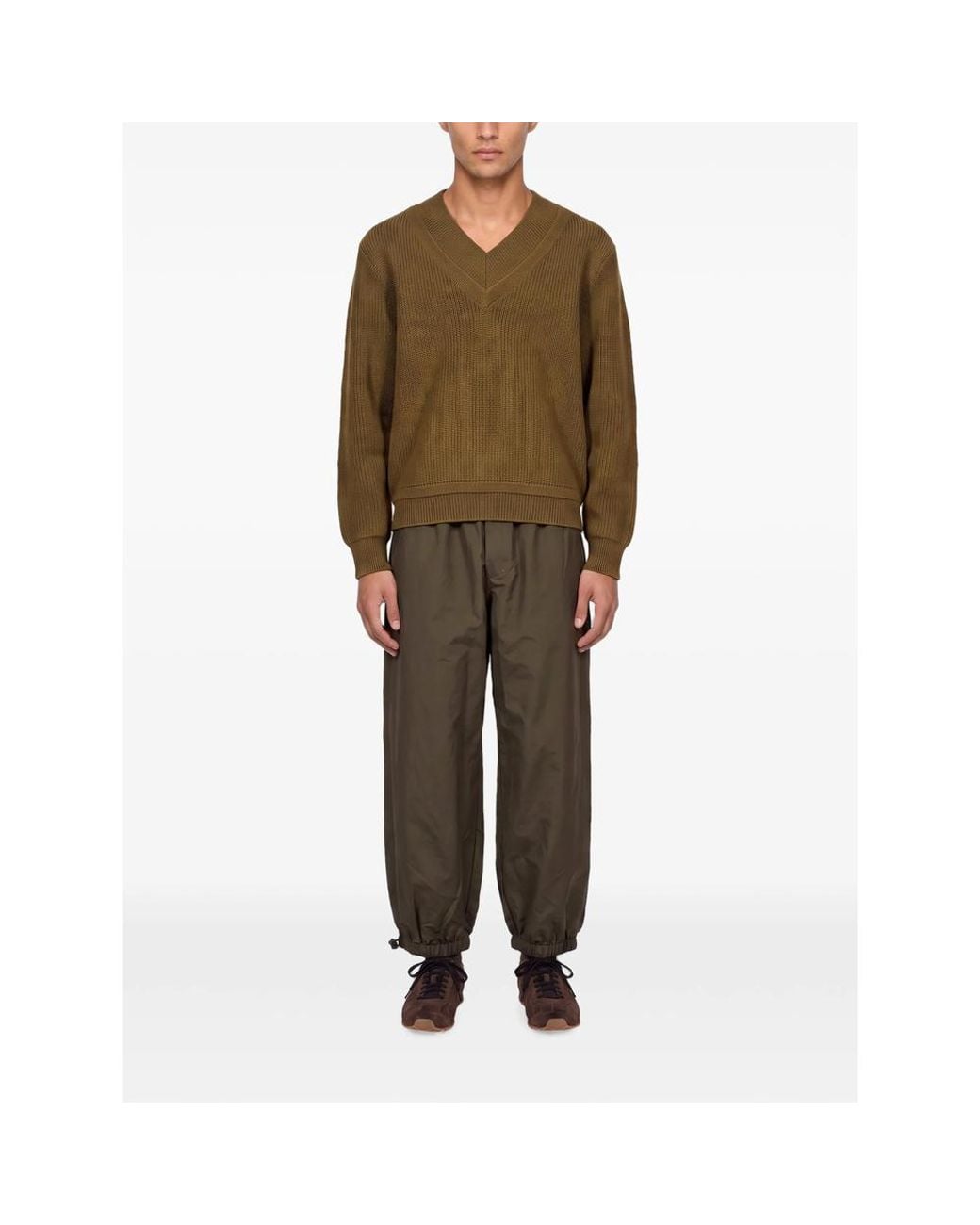 Entire studios Green Elbow-Patch V-Neck Sweater for men