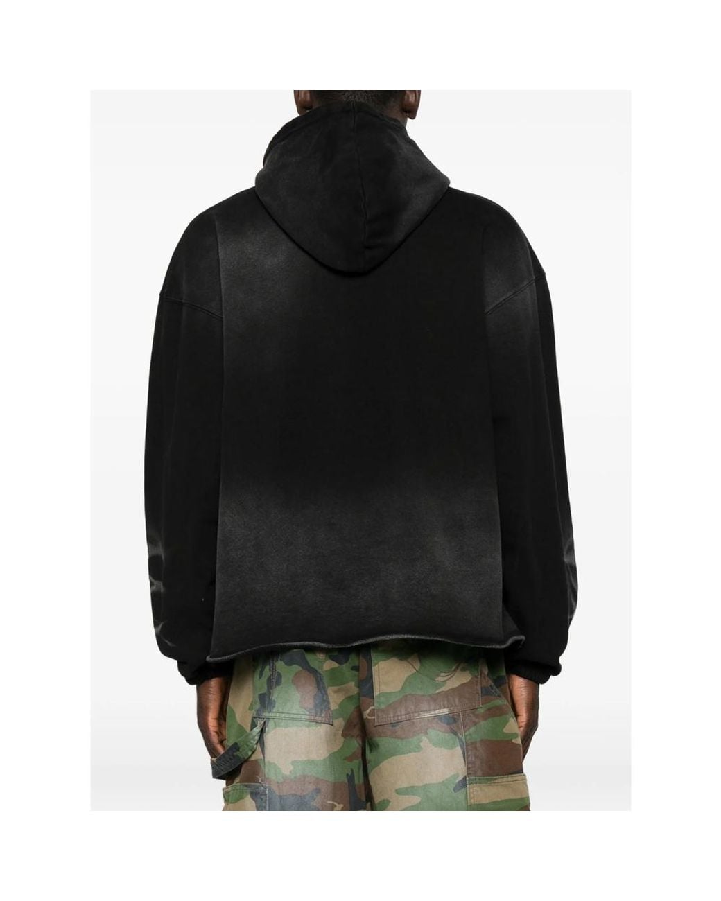 THUG CLUB Black Graphic-Print Drawstring Hoodie for men