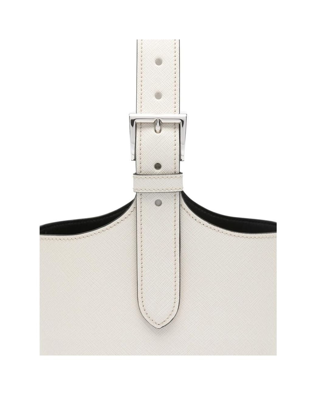 Prada White Logo-Print Bucket Bag