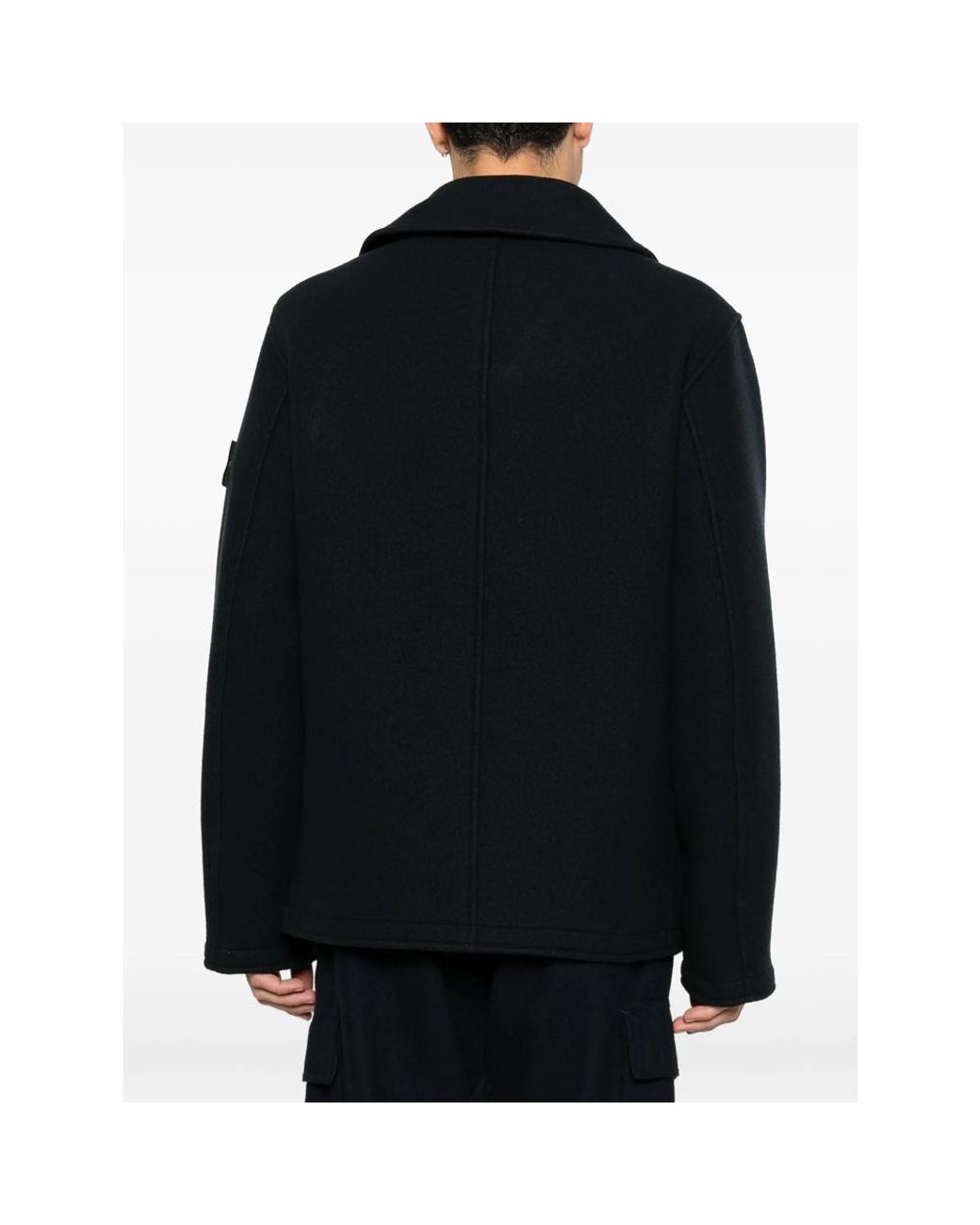Stone Island Black 4100040 Heavy Melton Peacoat for men