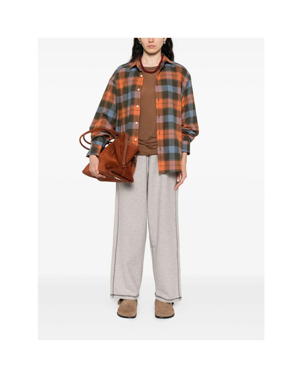 Baserange Brown Round-Neck Long-Sleeve Top