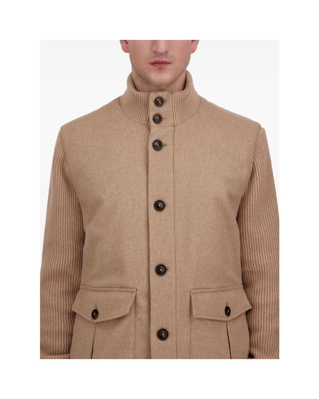 Herno Natural Panelled Knitted Jacket for men