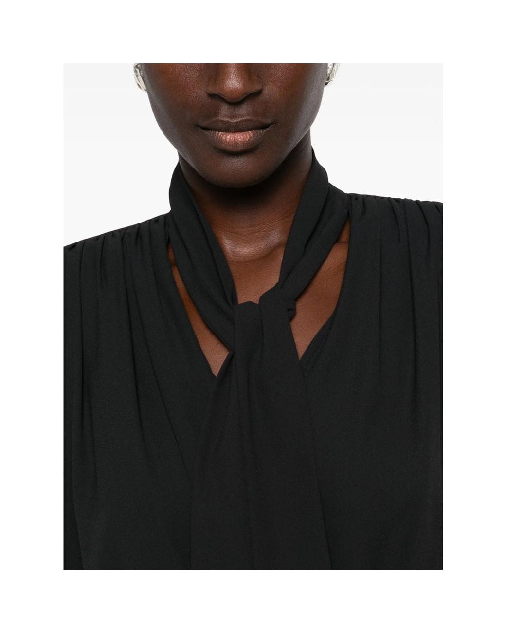 IRO Black Bounce Pussy-Bow Draped Mini Dress