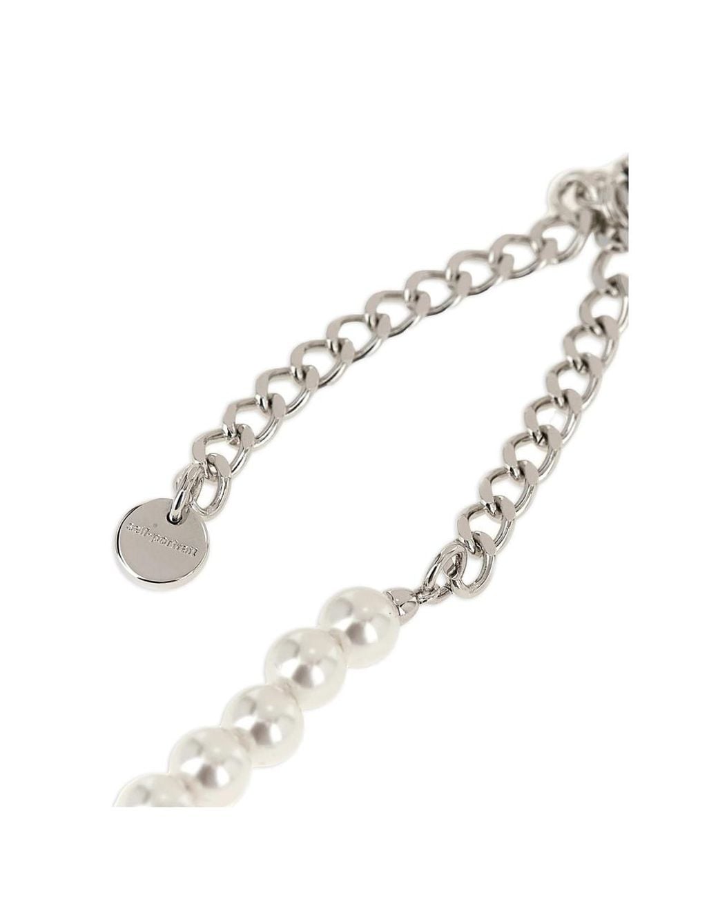 Self-Portrait Metallic Bow Pearl Necklace