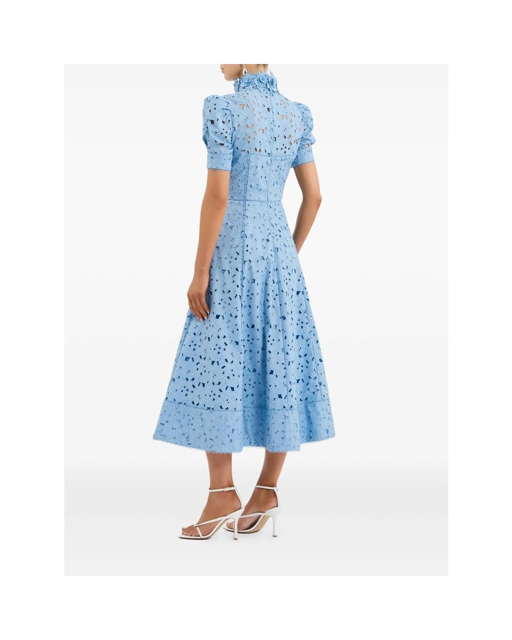 Rebecca Vallance Blue Kitsu High-Neck Midi Dress