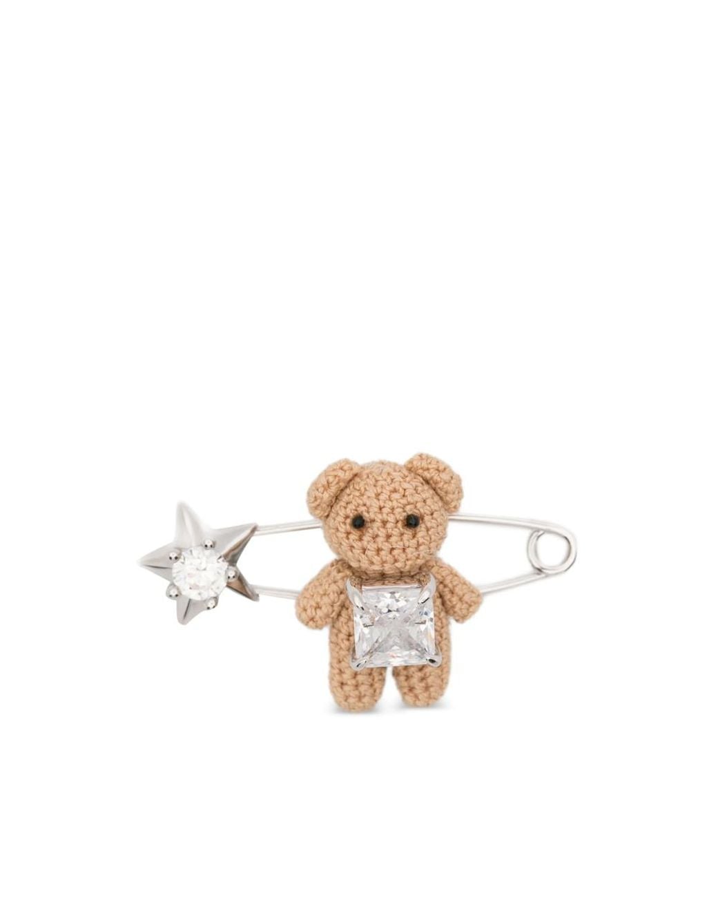 YVMIN Metallic Teddy Bear Star-Embellished Brooch