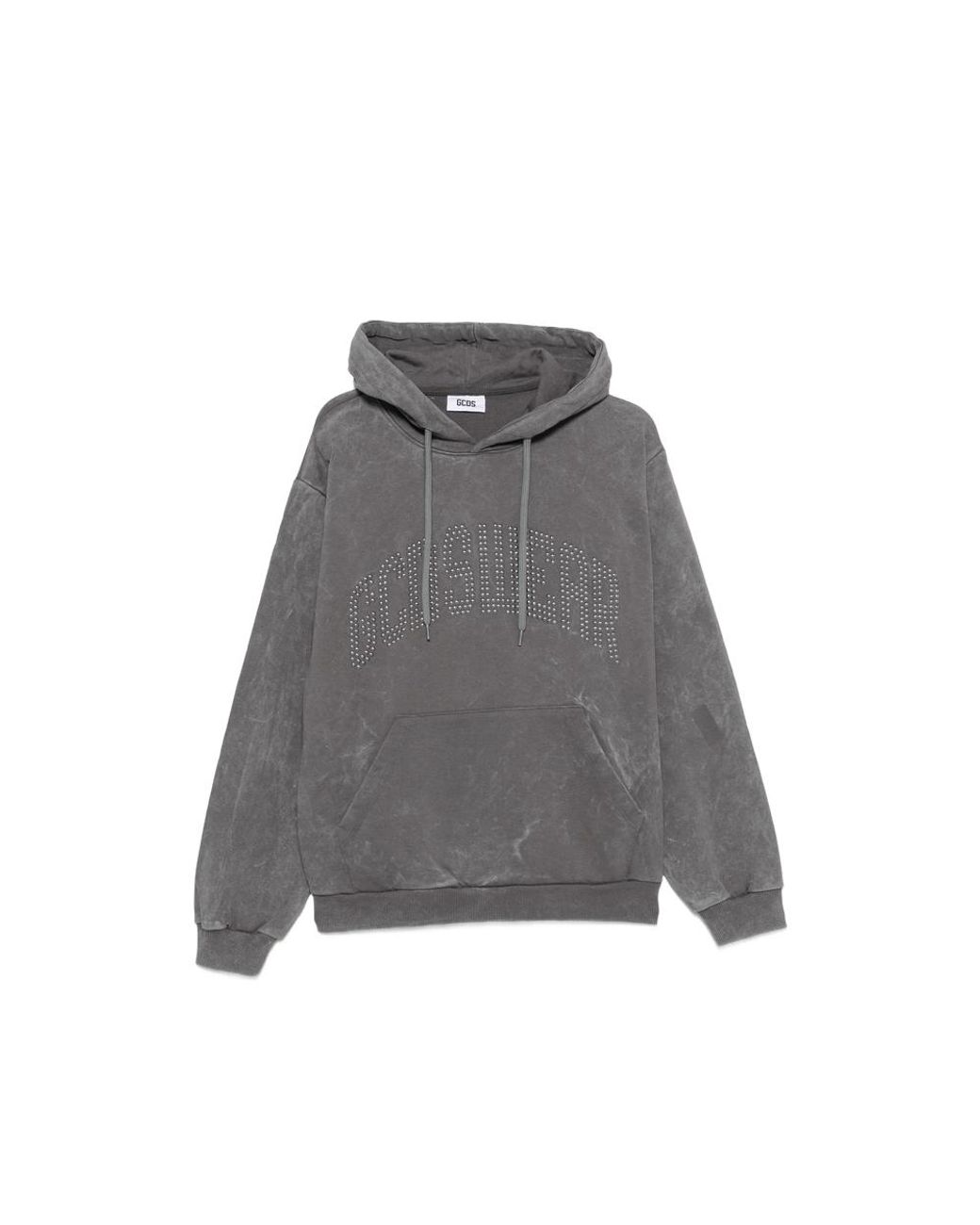 Gcds Gray Stud-Embellished Washed-Effect Hoodie for men