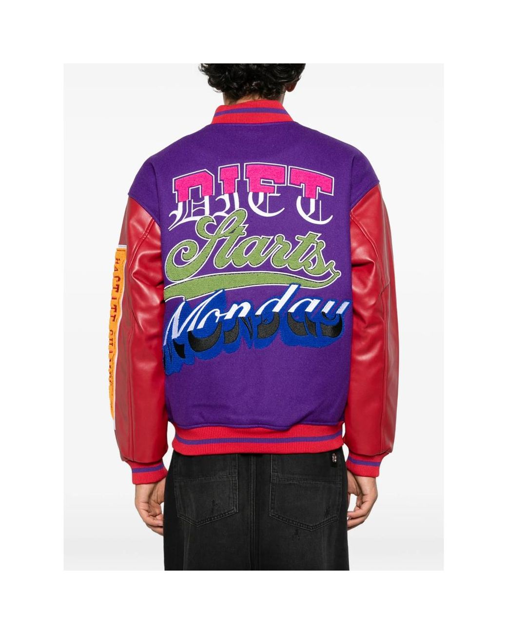 DIET STARTS MONDAY Purple Patch-Detail Bomber Jacket for men