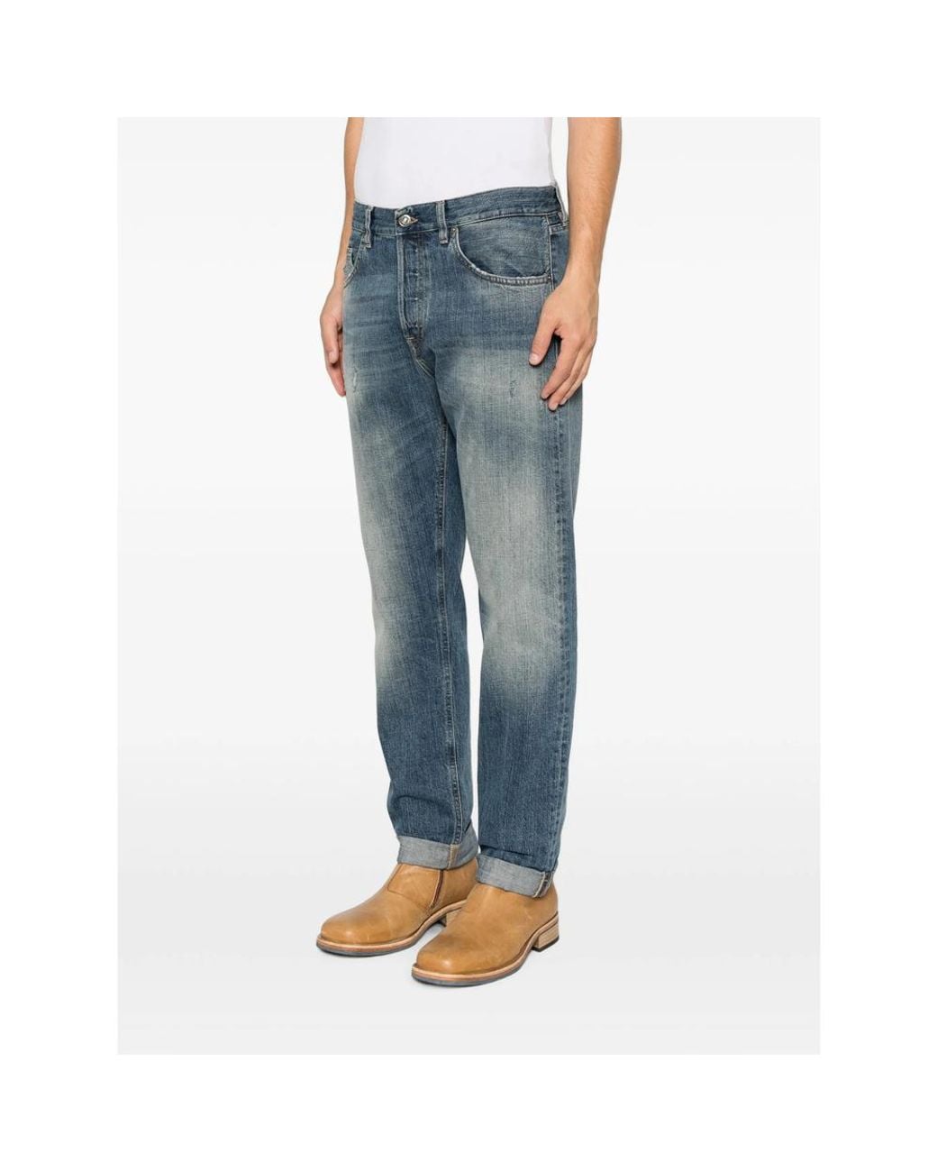 Dondup Blue Distressed-Effect Jeans for men