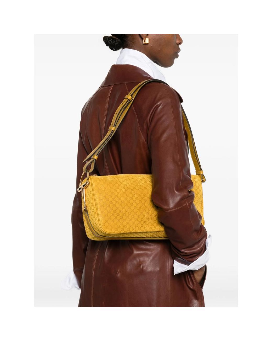 Gucci Yellow Monogram Top-Handle Medium Shoulder Bag