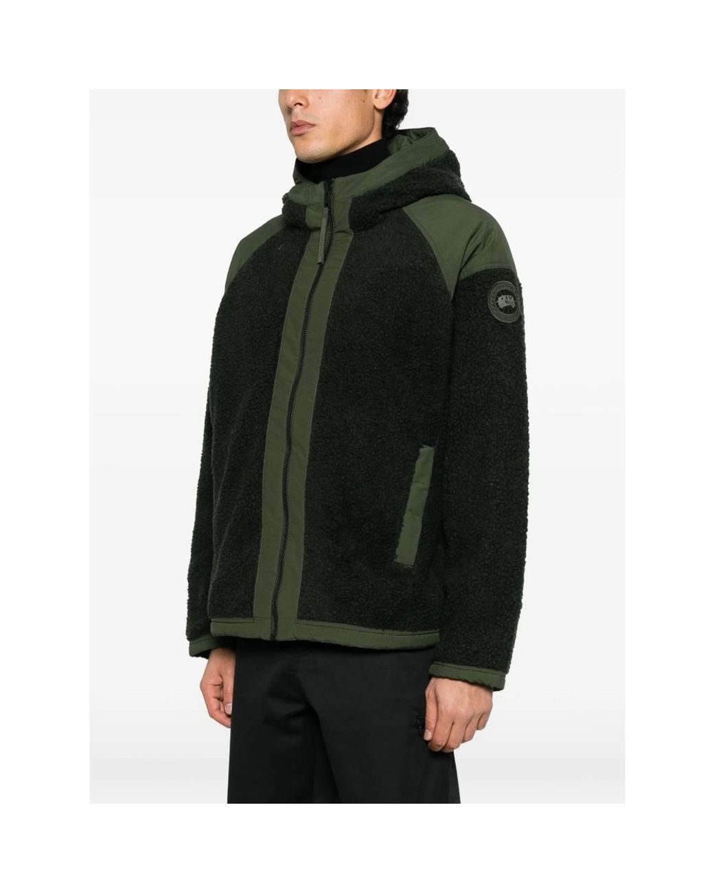 Canada Goose Green Fleece-Texture Hooded Jacket for men