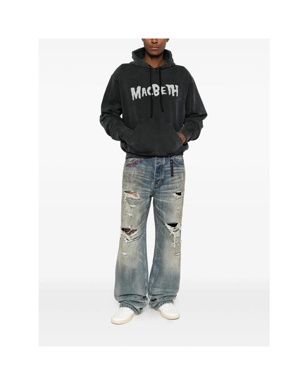 DAGGER Blue Distressed Wide-Leg Jeans for men