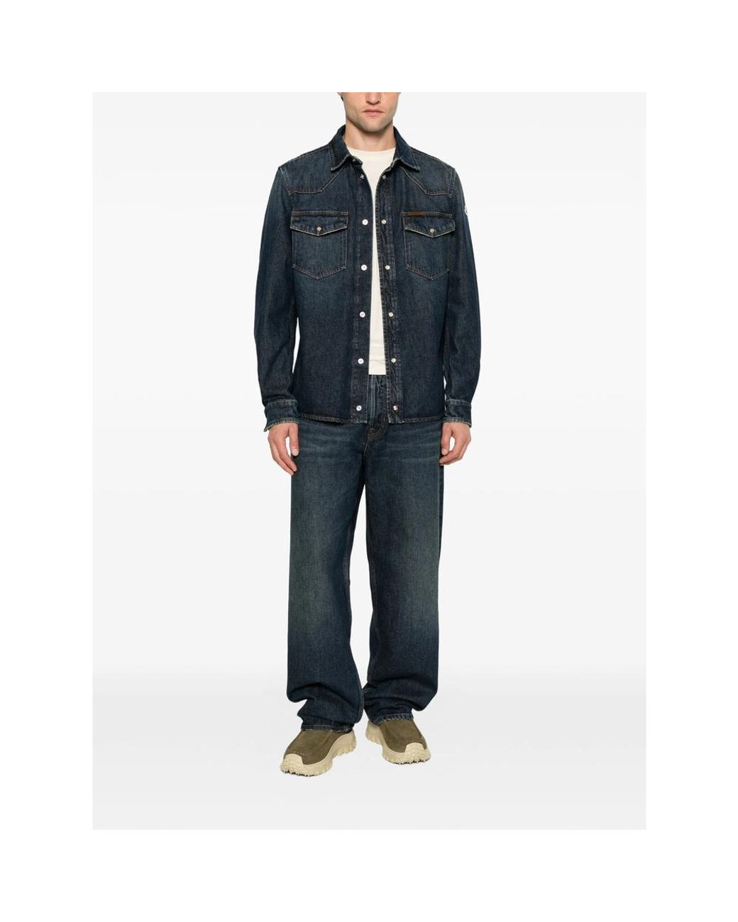 Moncler Blue Straight-Leg Denim Jeans for men
