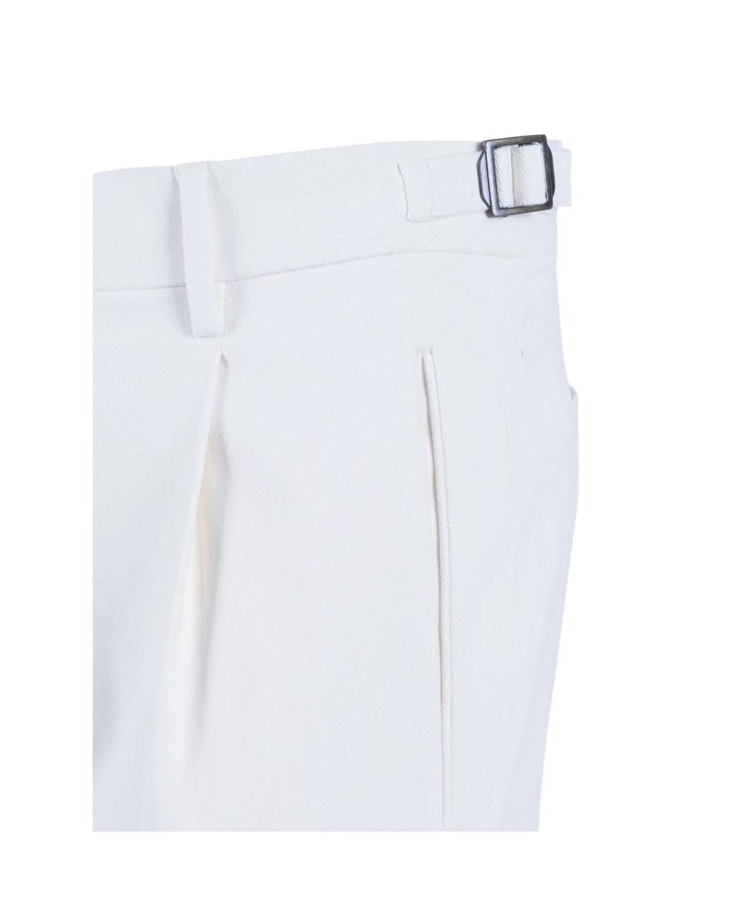 Berwich White Pleated-Cuff Tapered Trousers for men