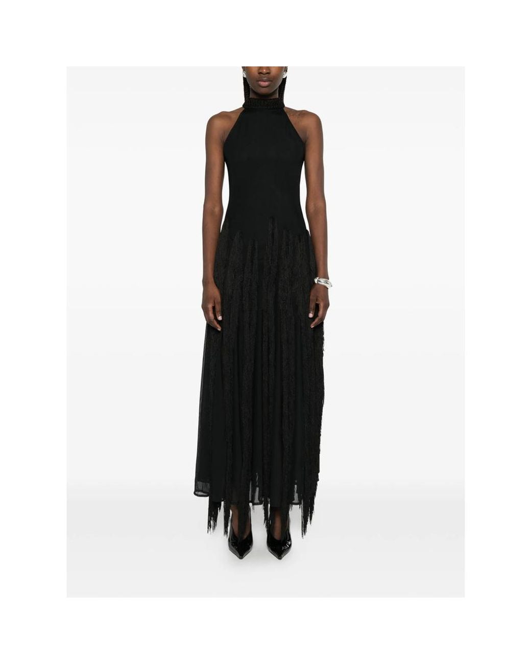 Bless Black Tassel Crocheted Maxi Dress