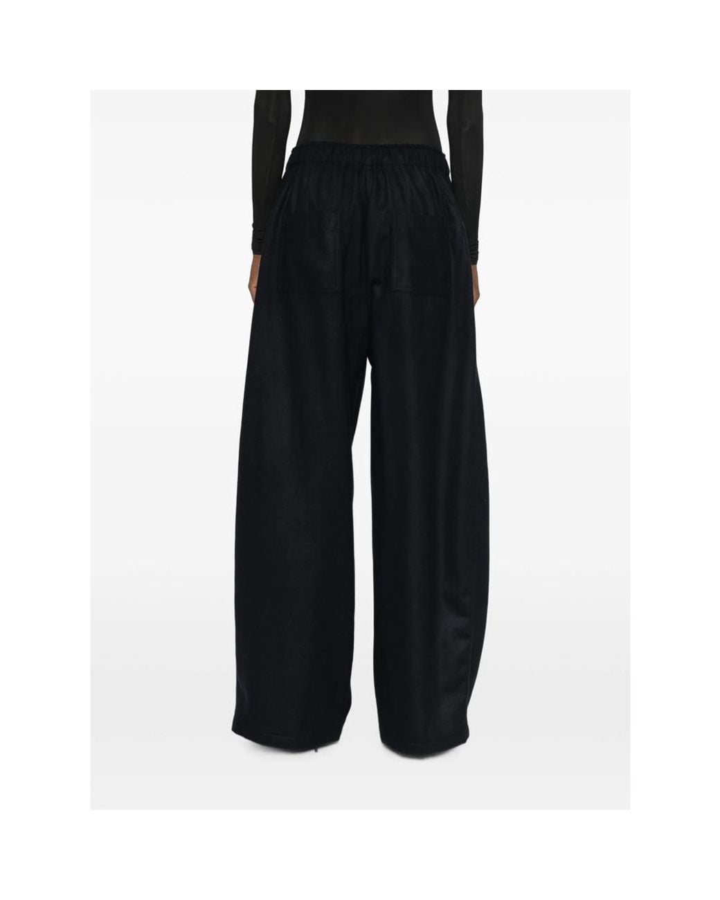Thelatest Black Elasticated-Waistband Wide-Leg Trousers
